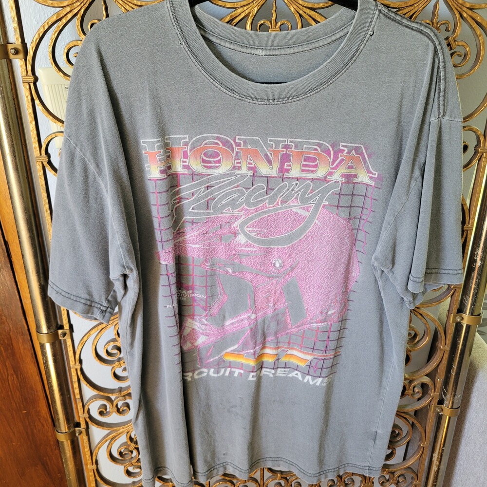 Honda Grey Short Sleeve T-Shirt Racing Graphic